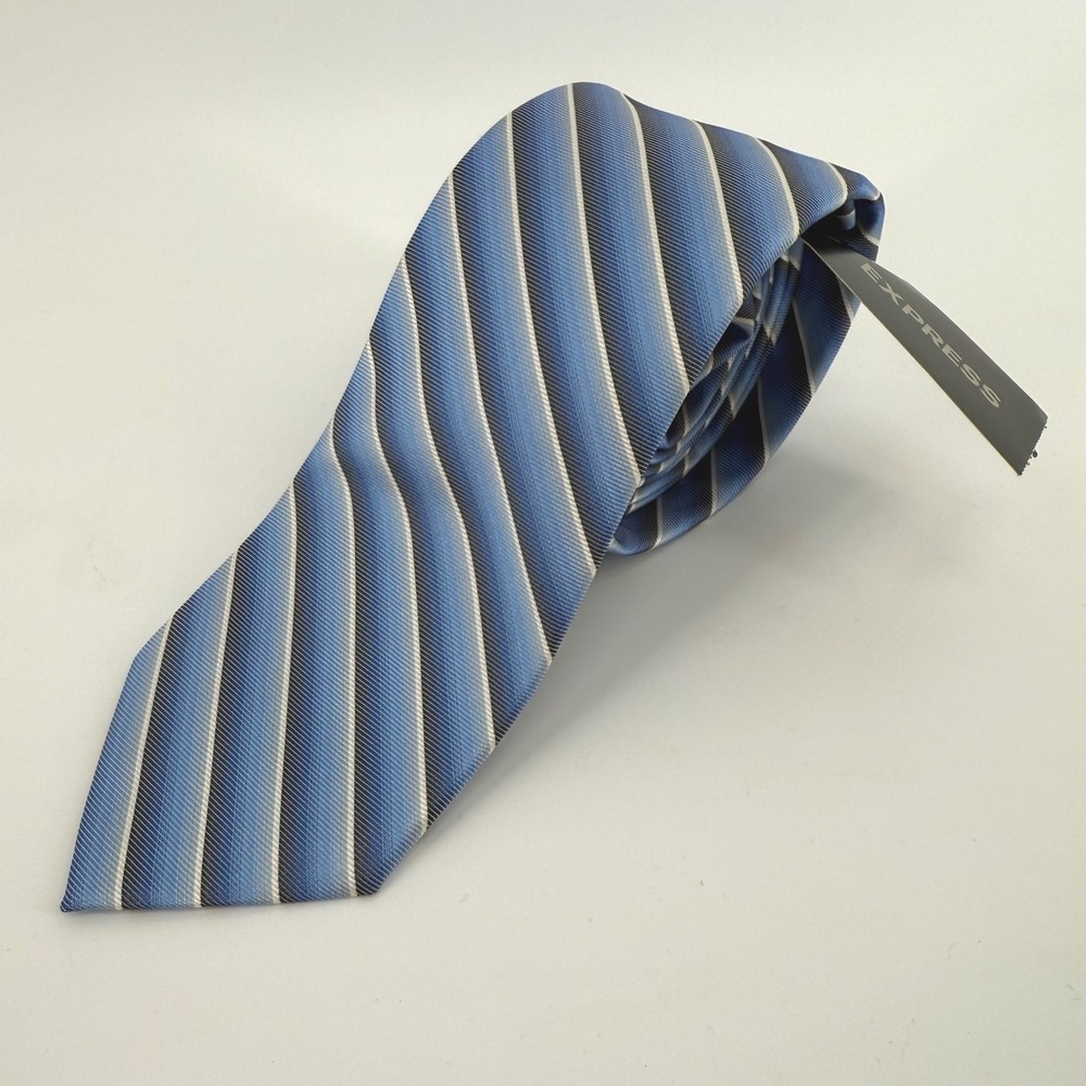 Express Blue Striped 100% Silk Tie Mens Necktie‎